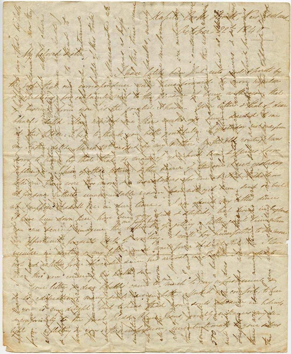 Letter from Octavius Hadfield to his sister, October 1840