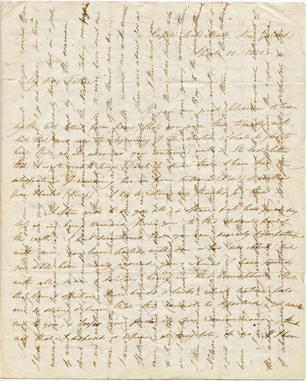 Letter from Octavius Hadfield to his father, April 1842