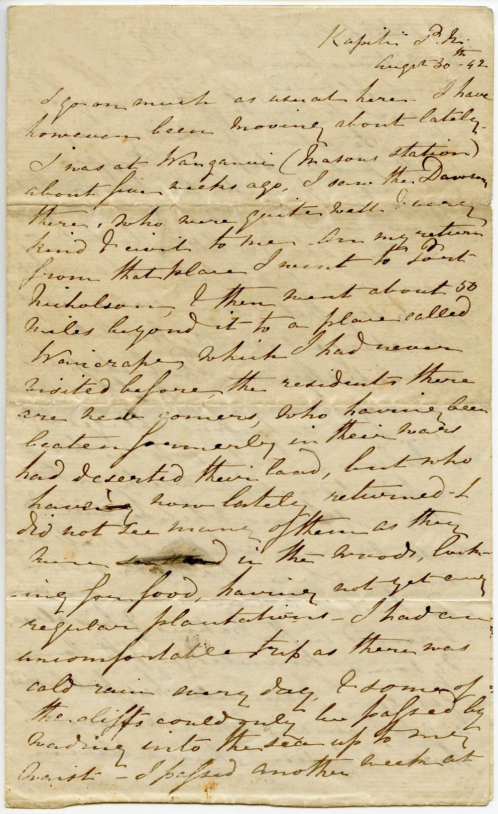 Letter from Octavius Hadfield, August 1842