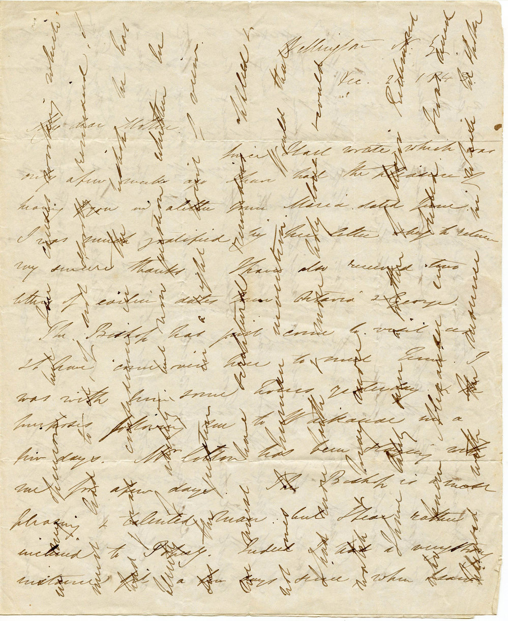 Letter from Octavius Hadfield to his mother, December 1843