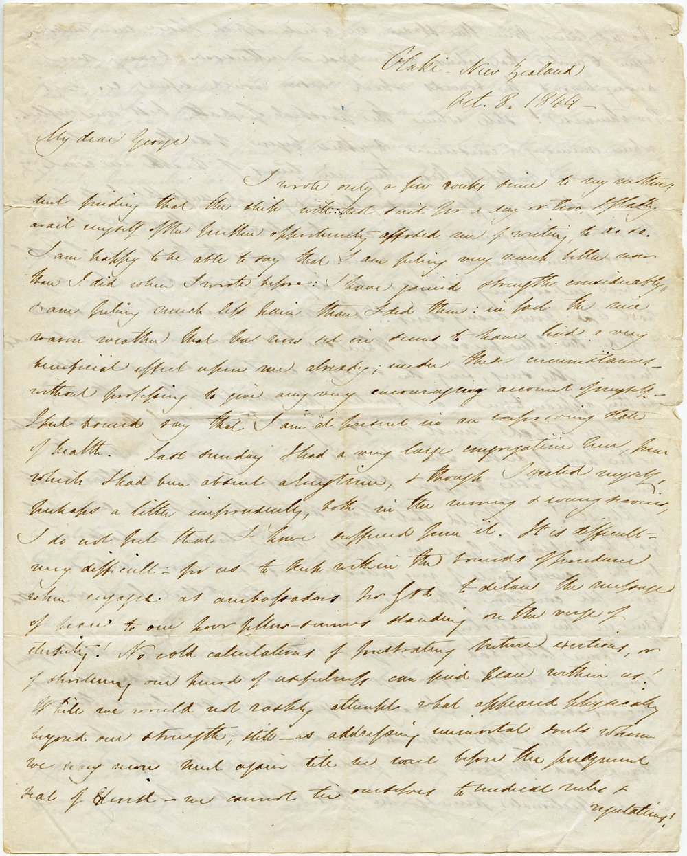 Letter from Octavius Hadfield to his brother George, October 1844