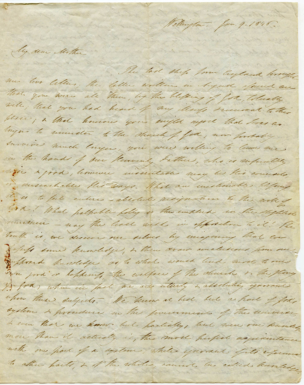 Letter from Octavius Hadfield to his mother, January 1846