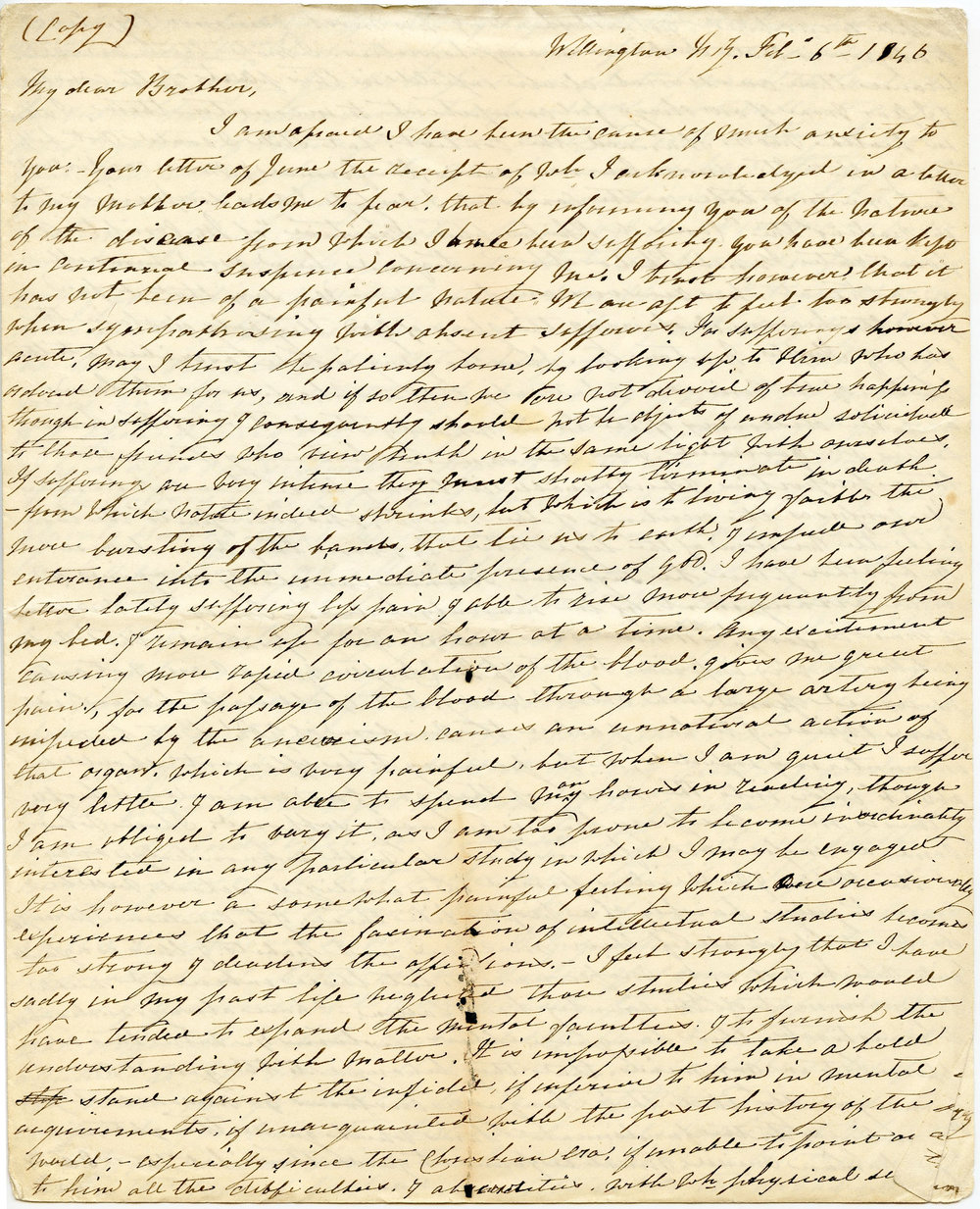 Letter from Octavius Hadfield to his brother, February 1846