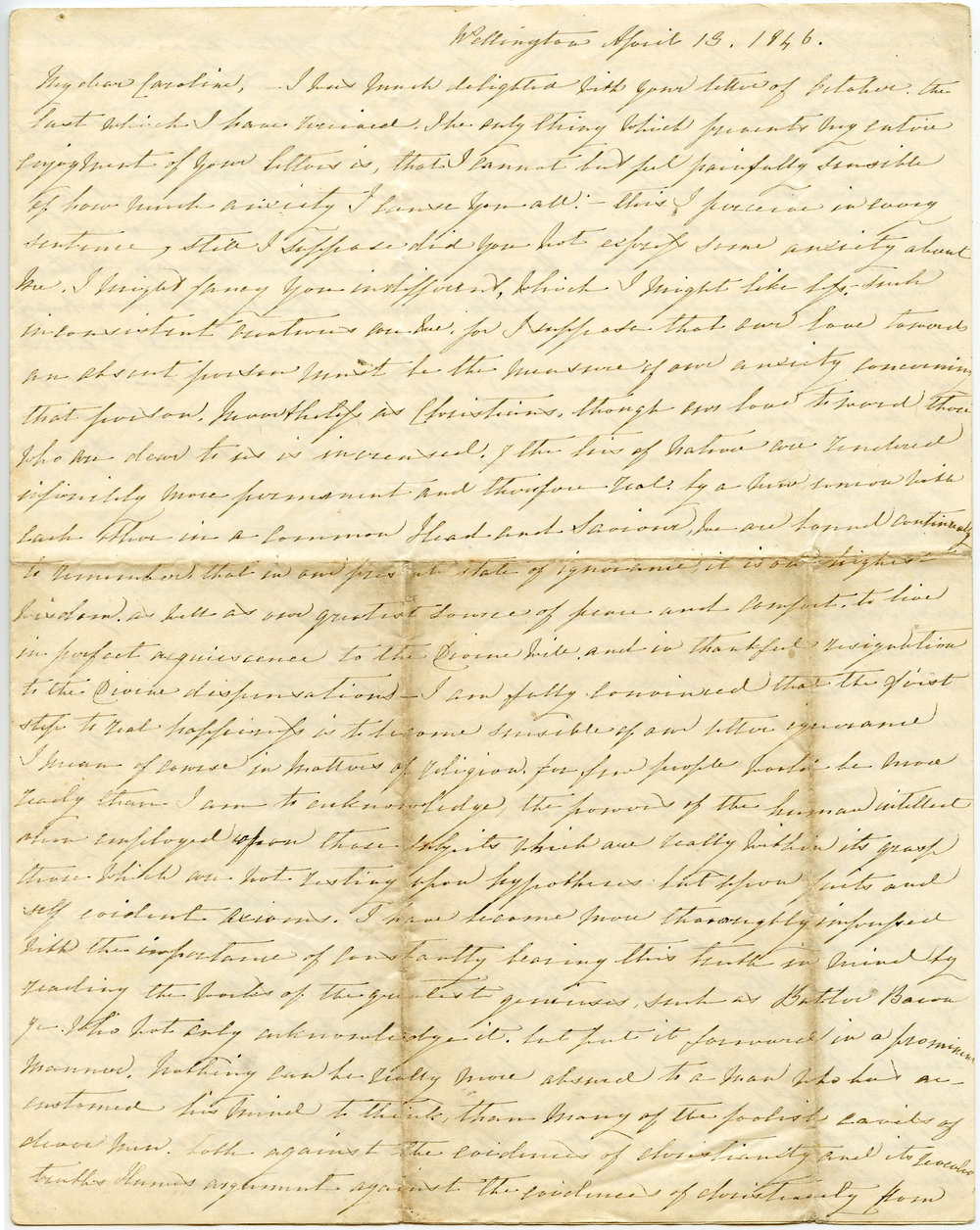 Letter from Octavius Hadfield to his sister Caroline, April 1846