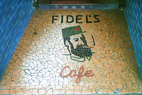 The mosaic tiled shop entrances of Cuba Street