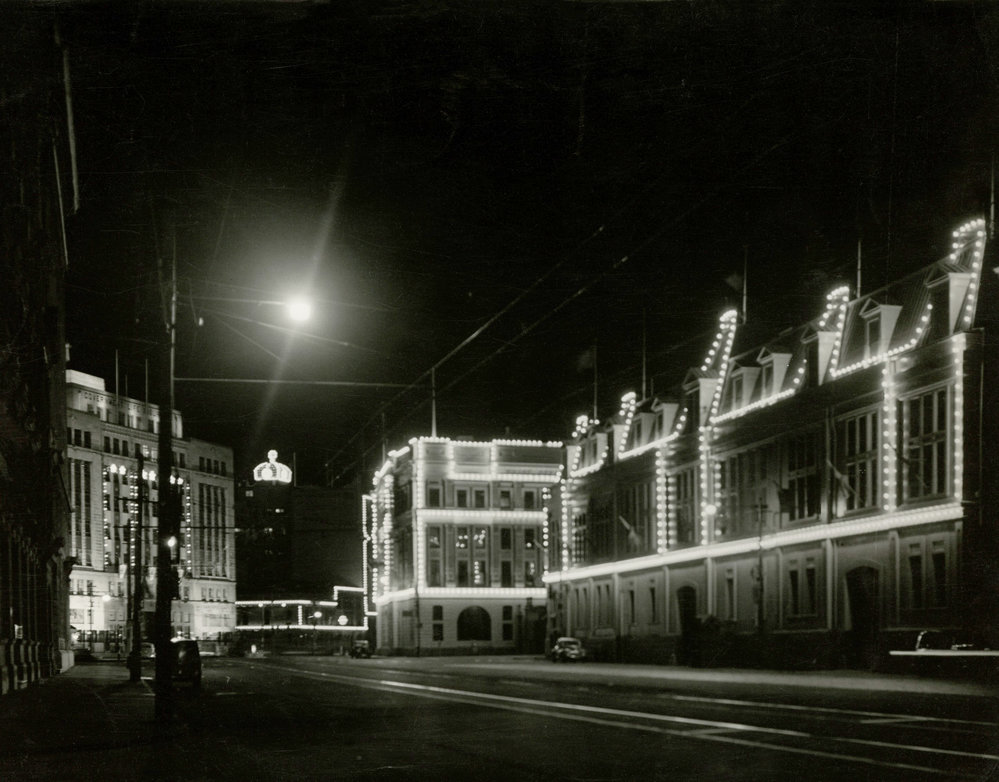 Illuminated buildings on Jervois Quay