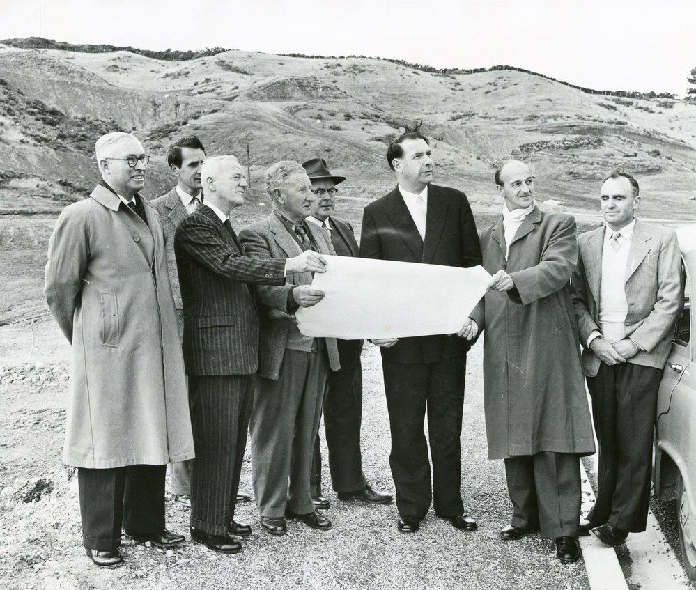 Frank Kitts and officers from Manchester Unity at a proposed Karori subdivision