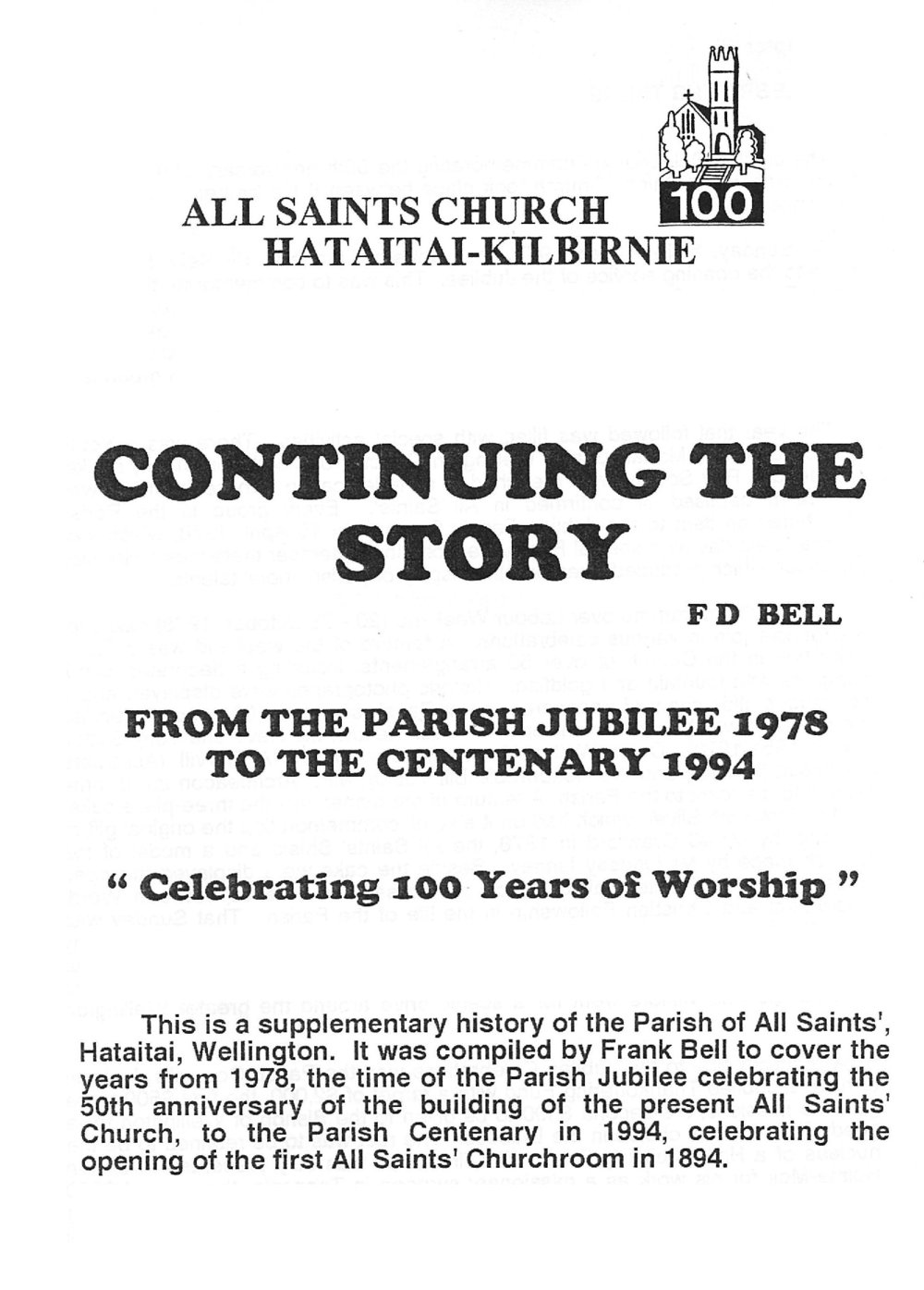 All Saints Church, Hataitai - Kilbirnie : continuing the story