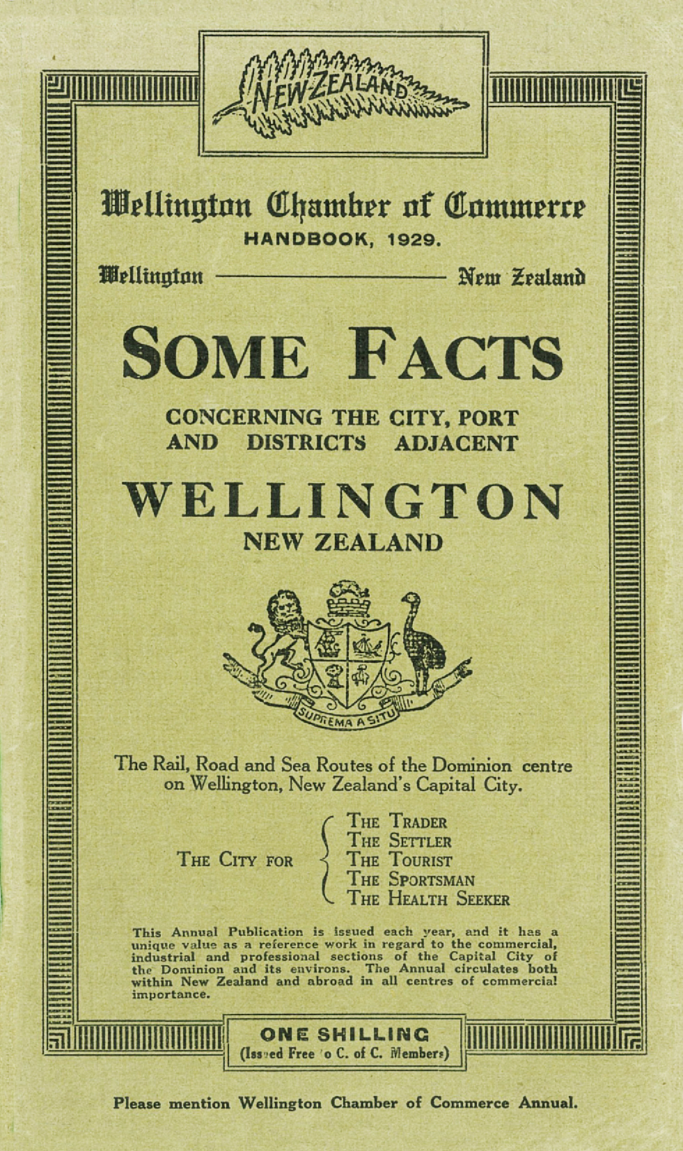 Wellington Chamber of Commerce Handbook 1929