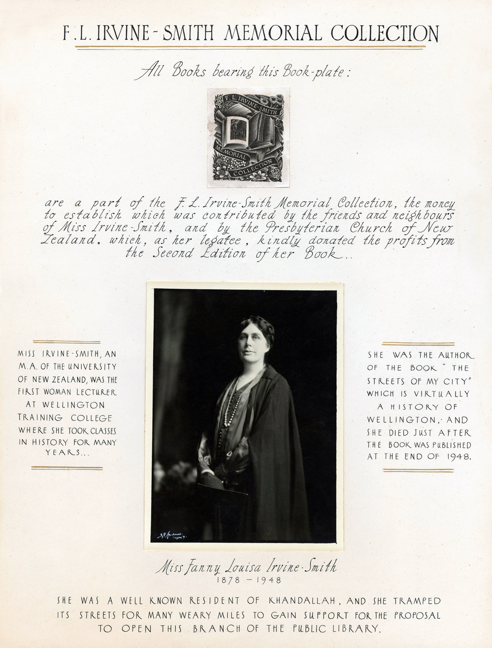 Fanny Irvine-Smith memorial scroll