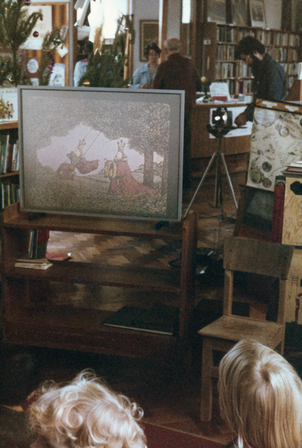 Children watching a film strip