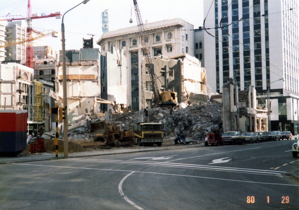 Featherston Street buildings being demolished