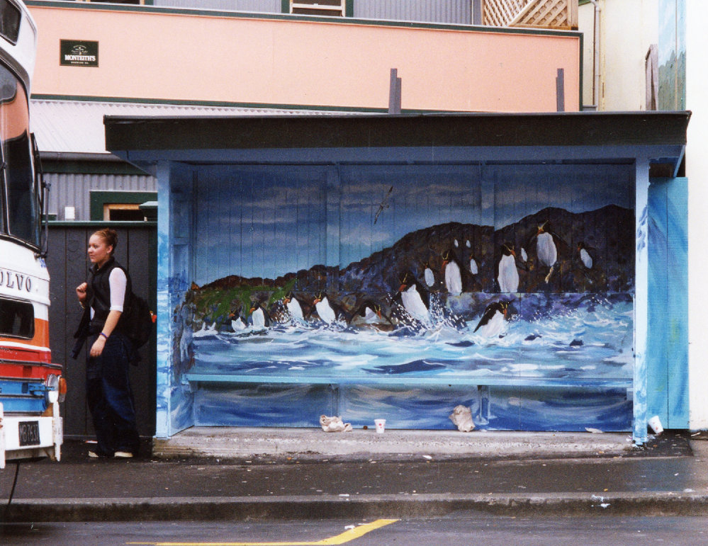 Bus shelter mural,  Robert Stewart