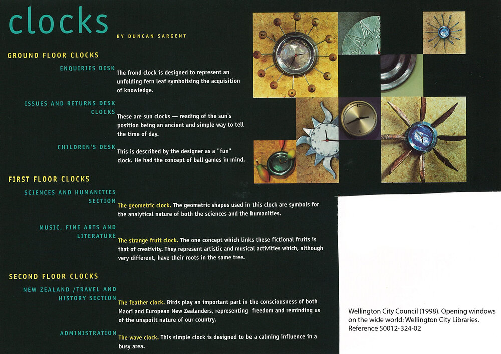 Clocks (Wellington Central Library), Duncan Sargent