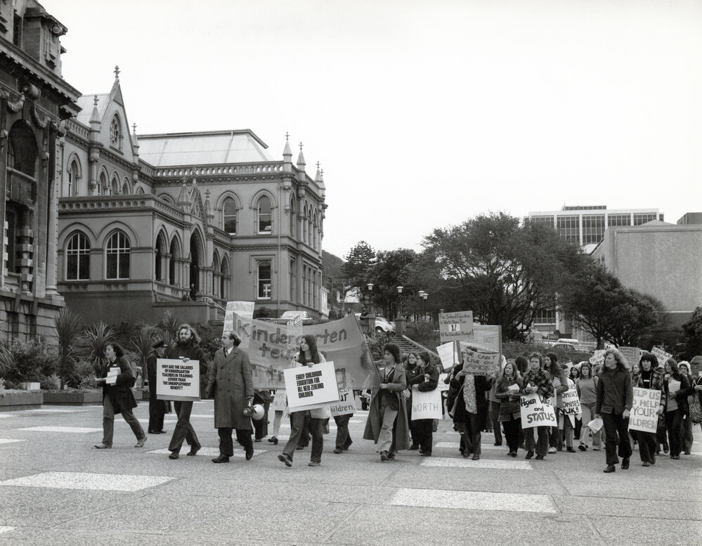 Kindergarten teacher protest march
