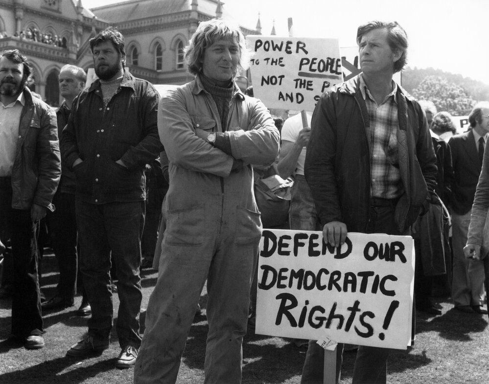 Protestors at Parliament 