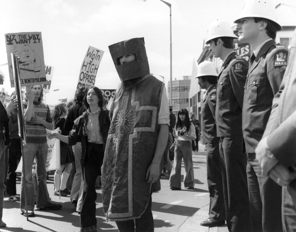 Protestors on Taranaki Street