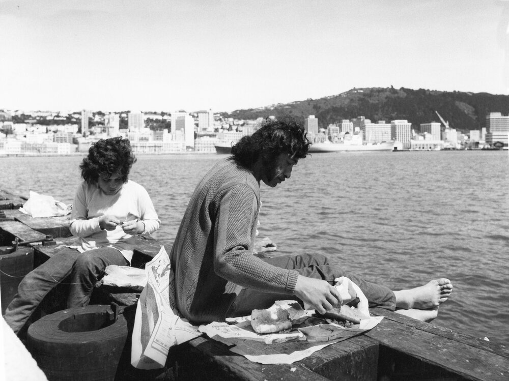Eating fish &amp; chips on the Overseas Terminal wharf