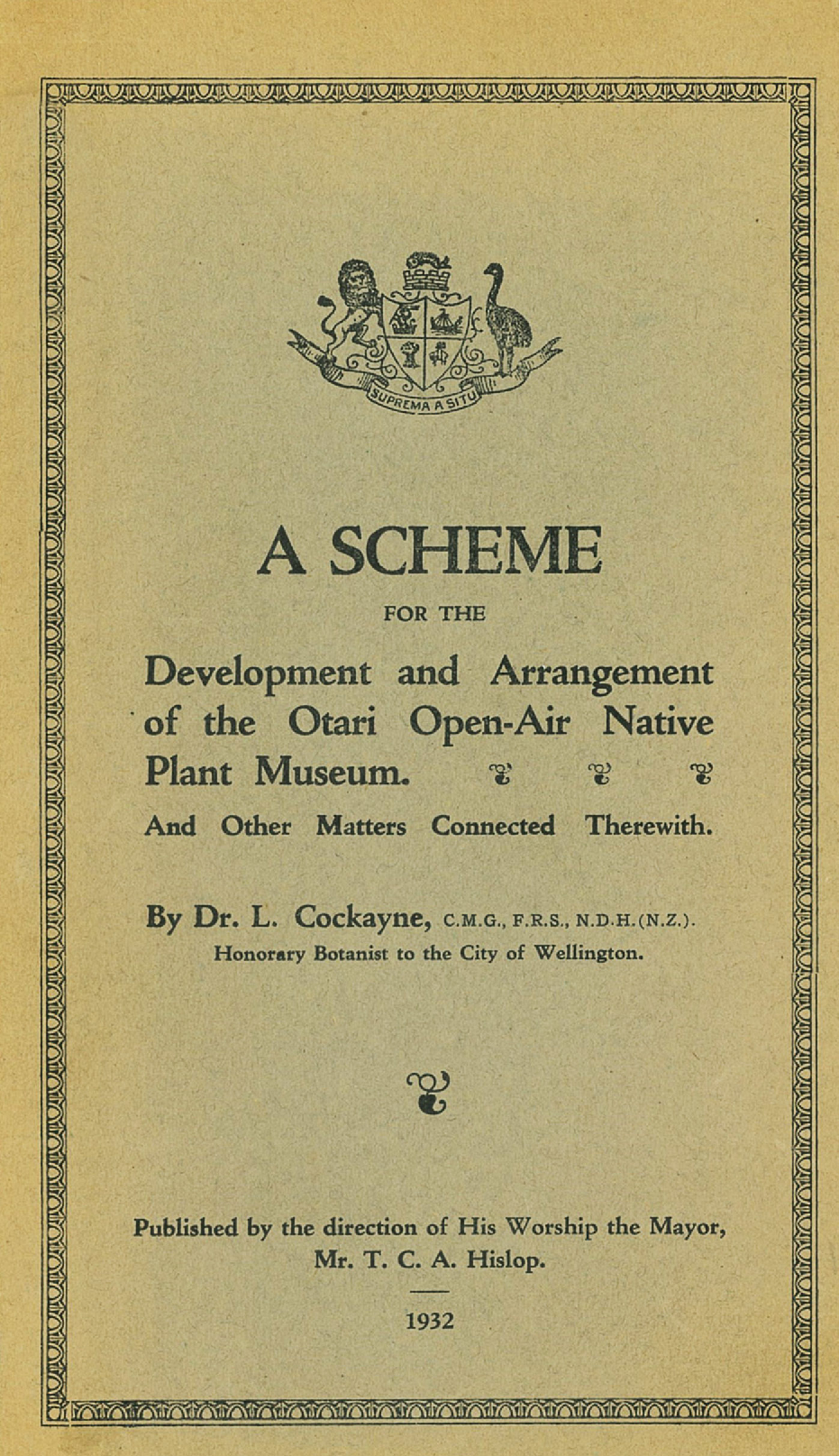 A Scheme for the Development and Arrangement of the Otari Open-Air Native Plant Museum