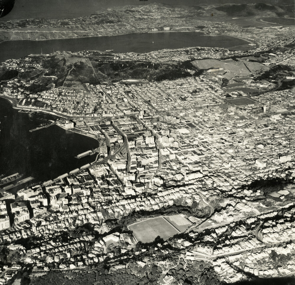 Aerial view of Wellington, 1945