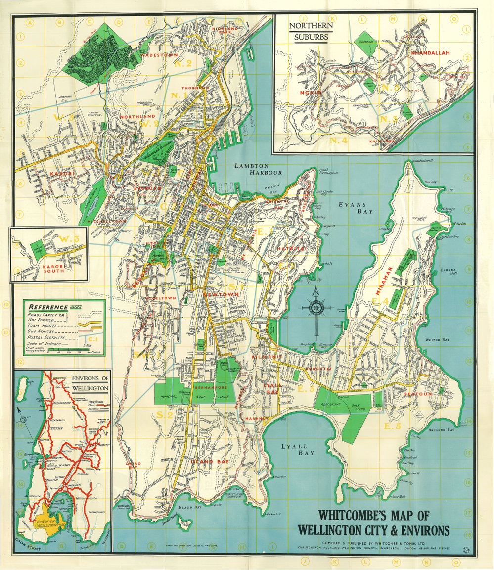 Whitcombe's Map of Wellington City and Environs