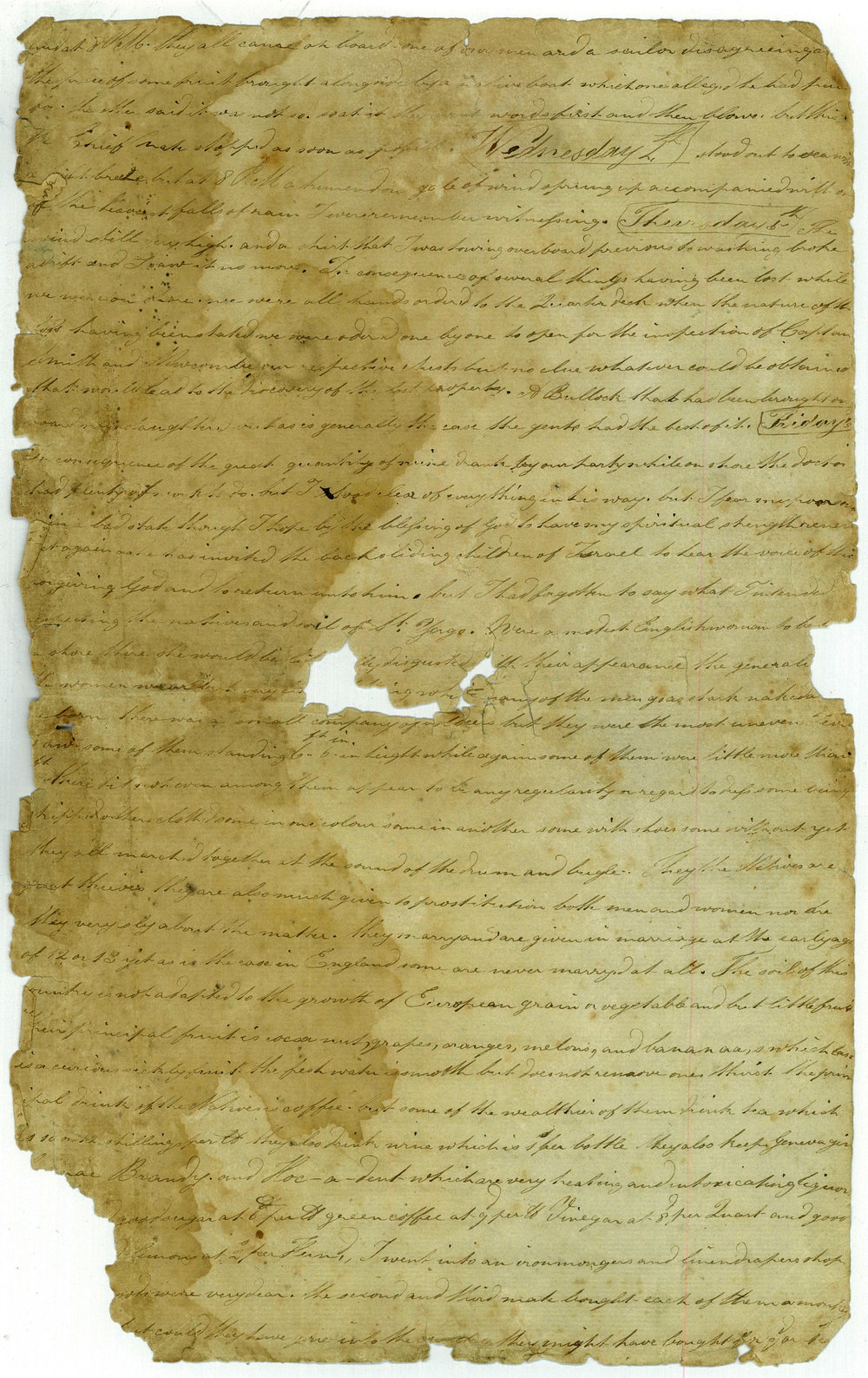 Journal of an unidentified passenger on board the Cuba, 1839-1840