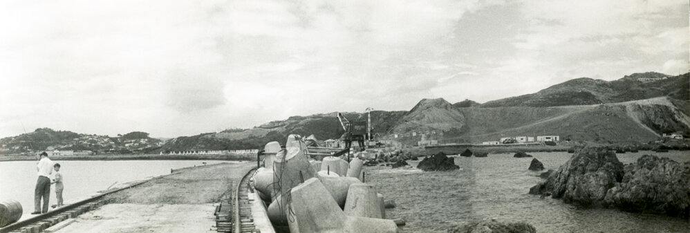 Lyall Bay breakwater, 1955