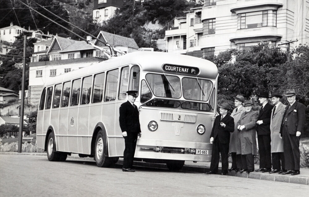 Trolley bus on Oriental Parade