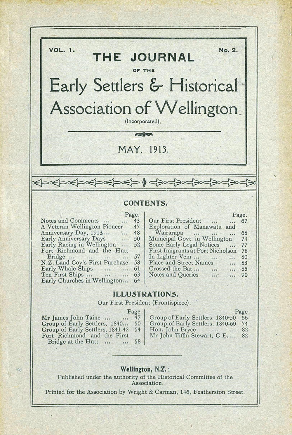 Vol 1, No 2 of The Journal of the Early Settlers and Historical Association of Wellington