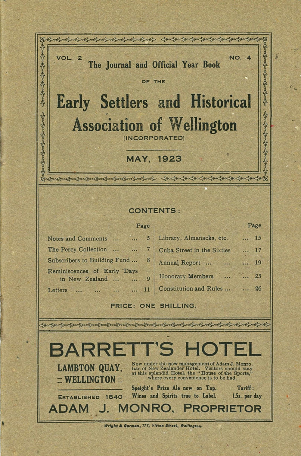 Vol 2, No 4 of The Journal of the Early Settlers and Historical Association of Wellington 