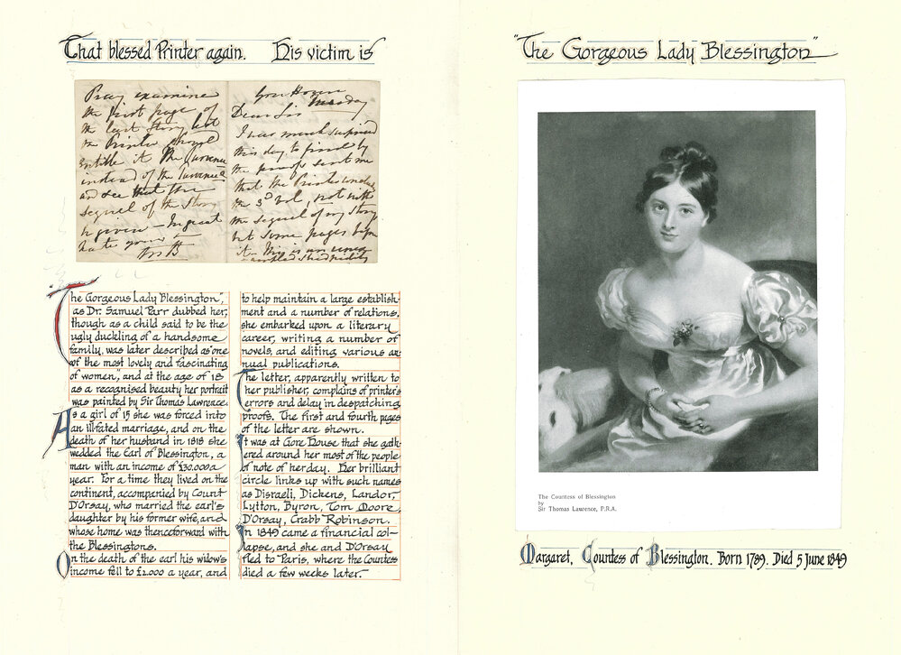 Letter from Lady Blessington to her publisher