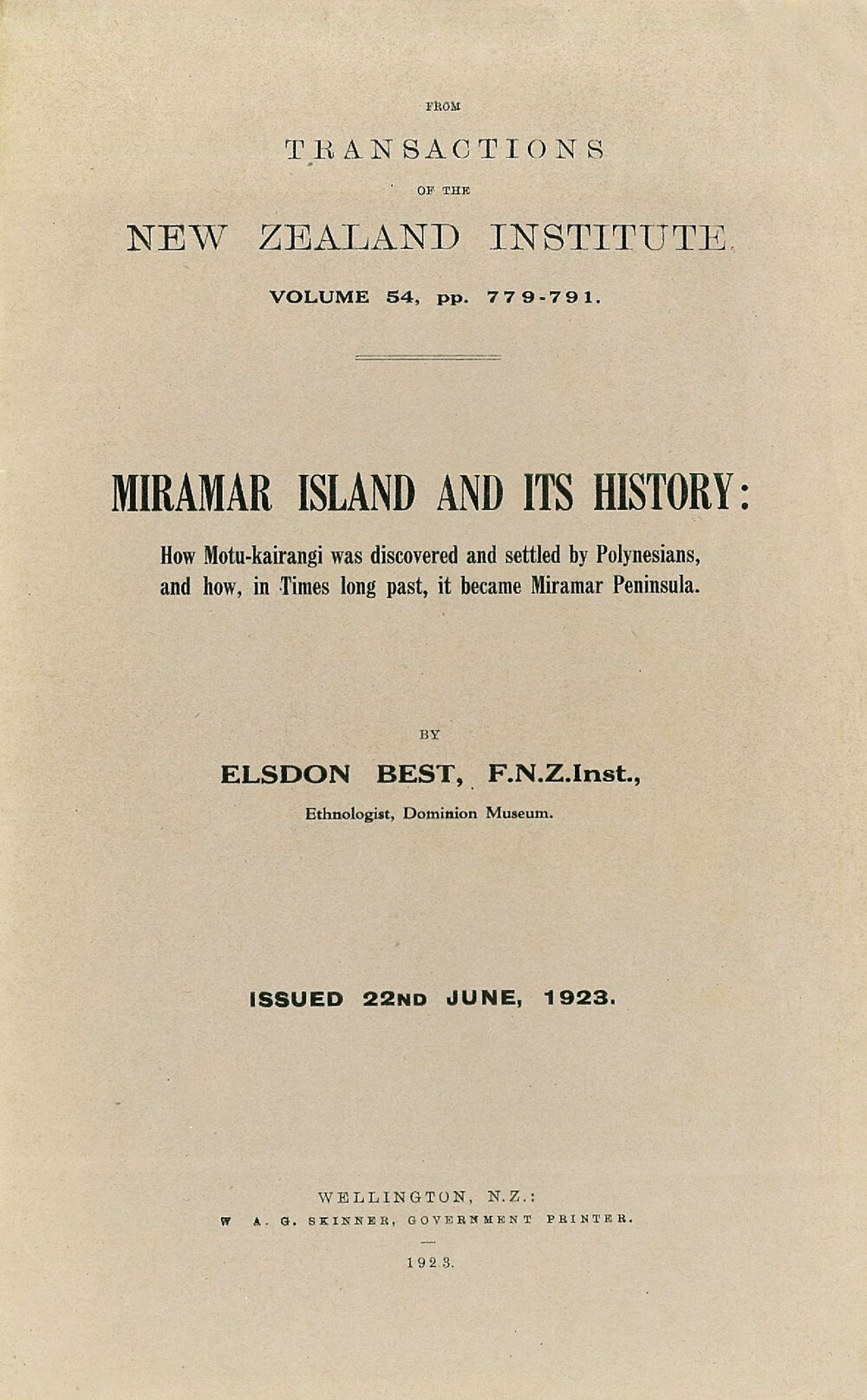 Miramar Island and its history