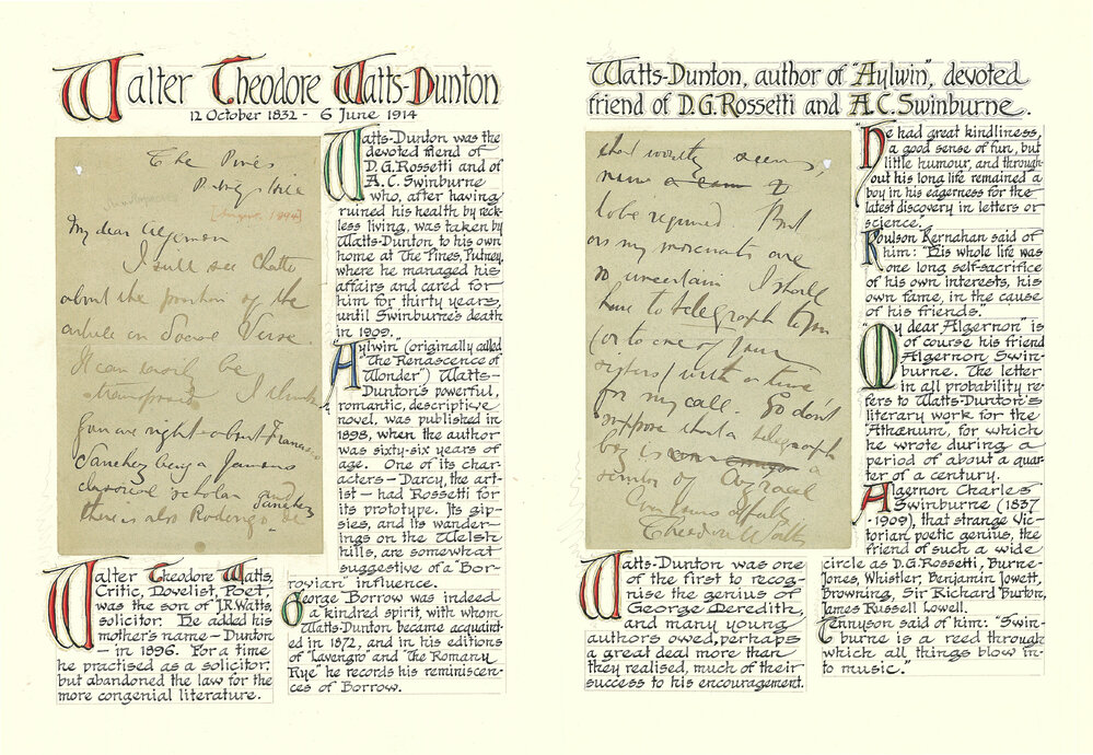 Letter from Theodore Watts-Dunton to A.C. Swinburne