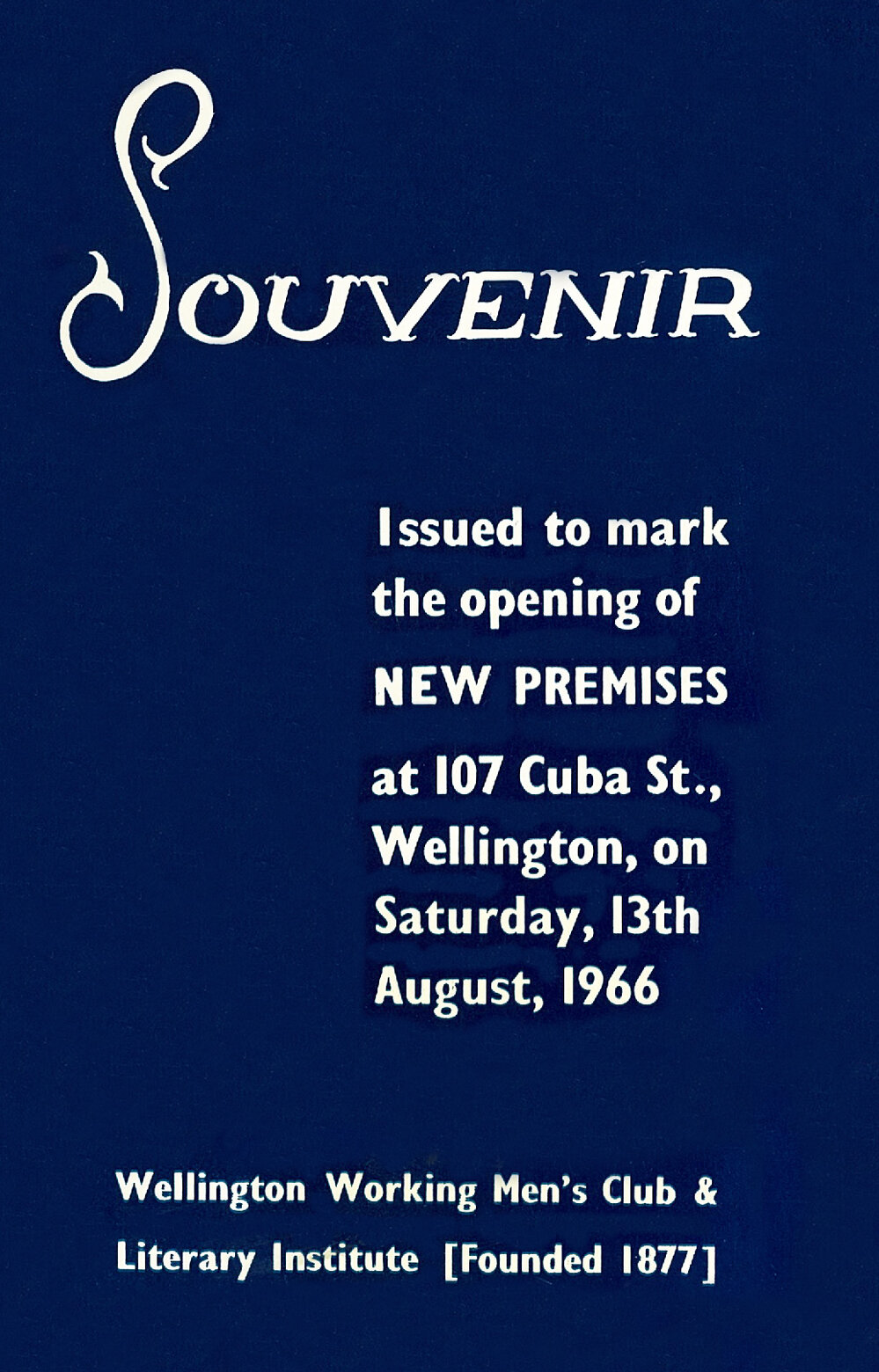 Wellington Working Men's Club &amp; Literary Institute: Souvenir