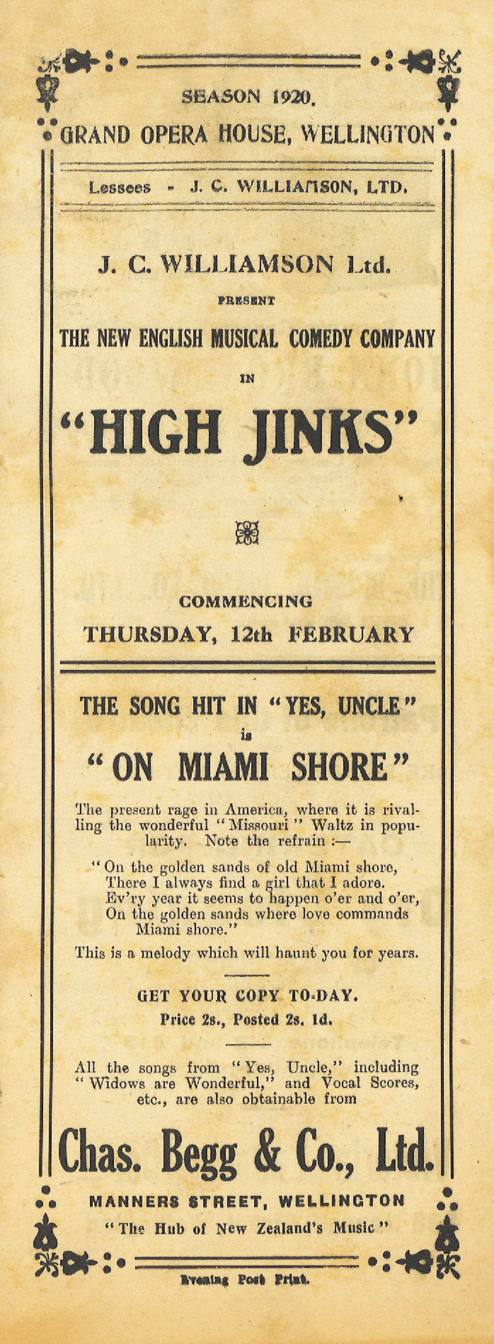 J.C. Williamson: "High Jinks"