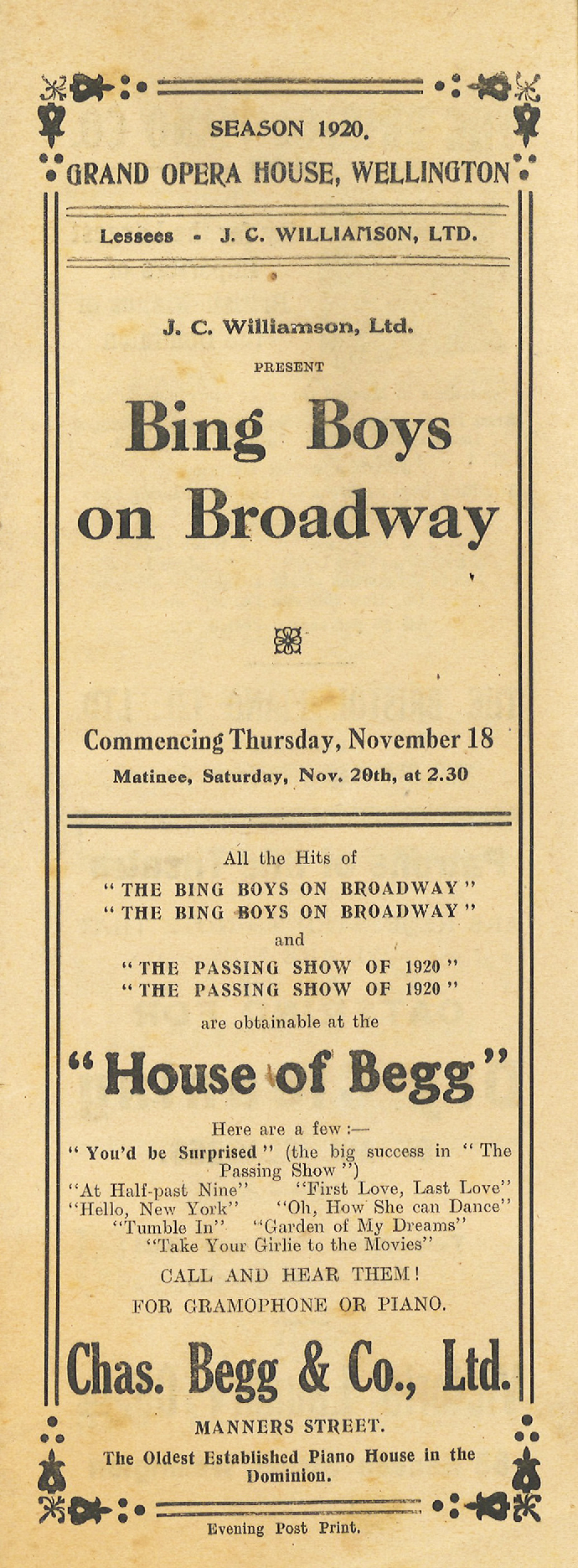 J.C. Williamson, Ltd. present 'Bing Boys on Broadway'