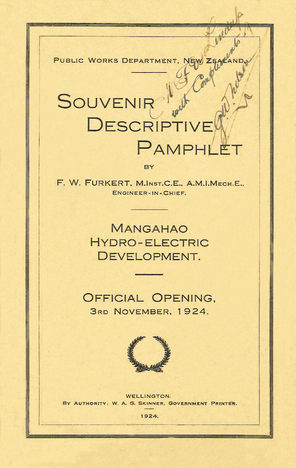 Mangahao Hydro-Electric Development: Souvenir Descriptive Pamphlet