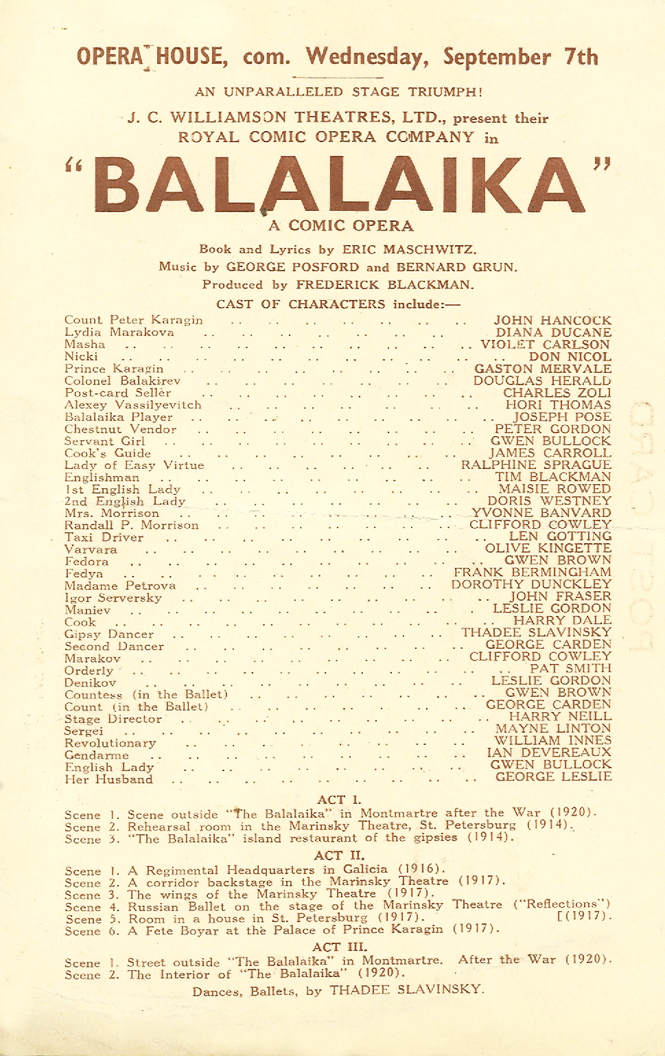 J.C. Williamson: "Balalaika"