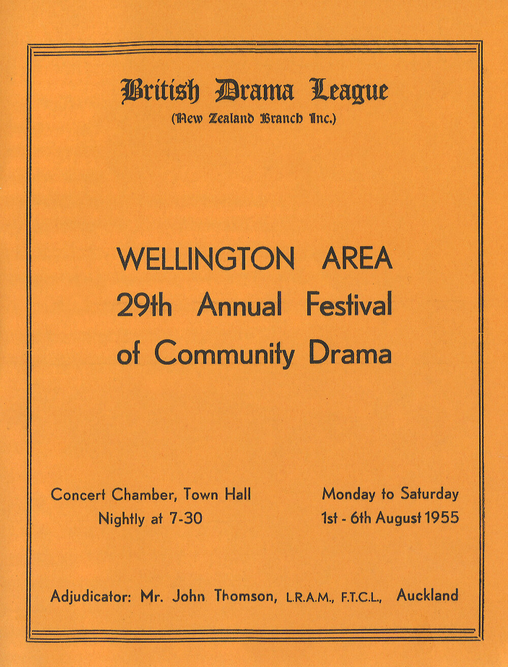 Wellington Area 29th Annual Festival Of Drama (1955)
