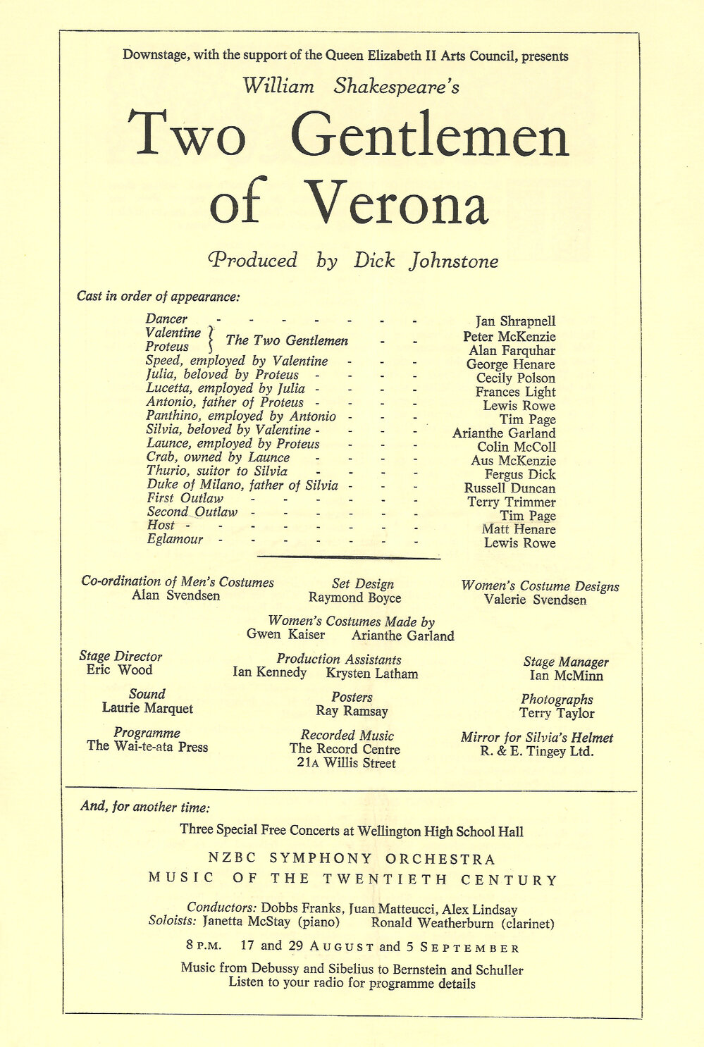 Downstage Theatre: "Two Gentlemen of Verona"