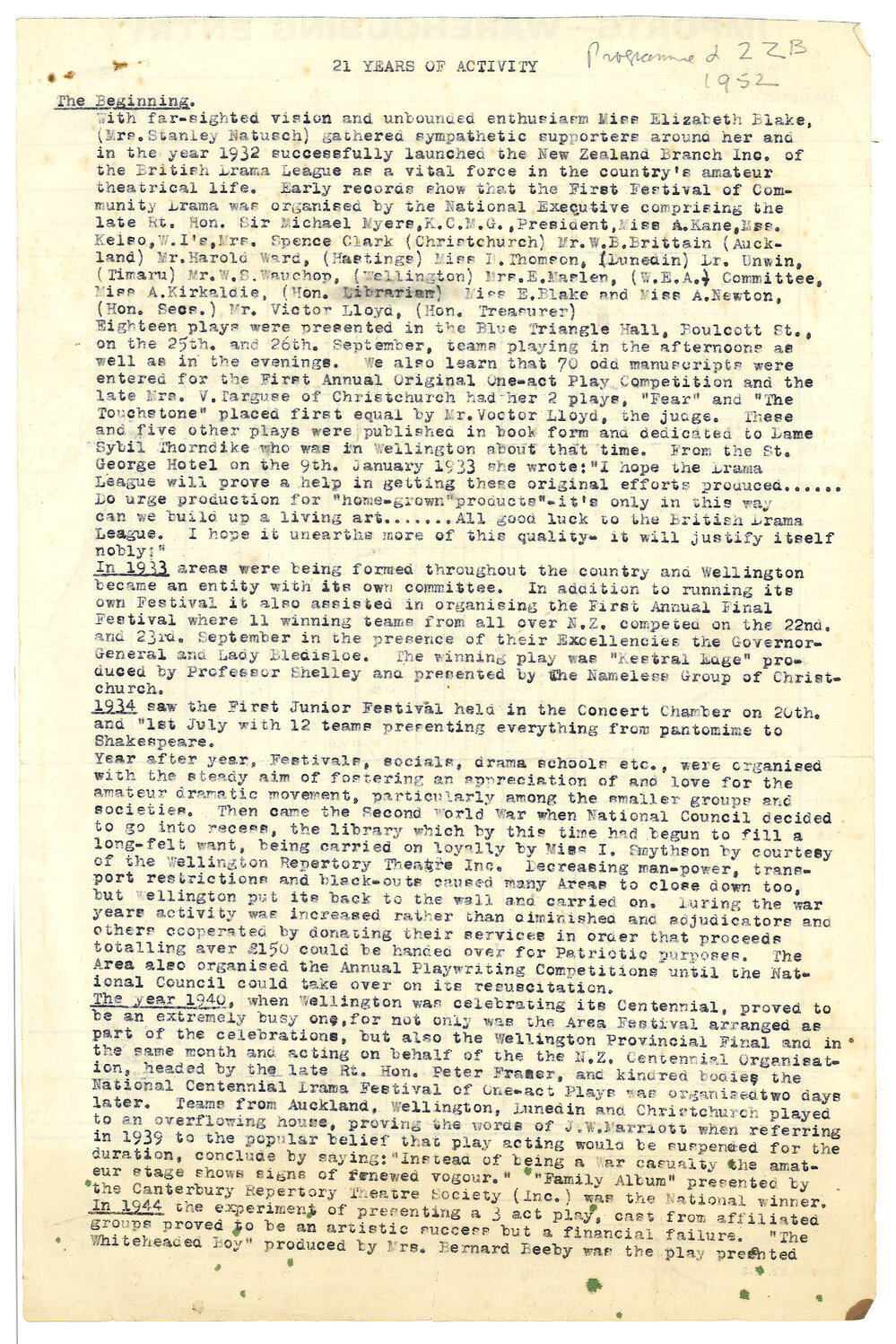 21 Years of Activity (British Drama League)