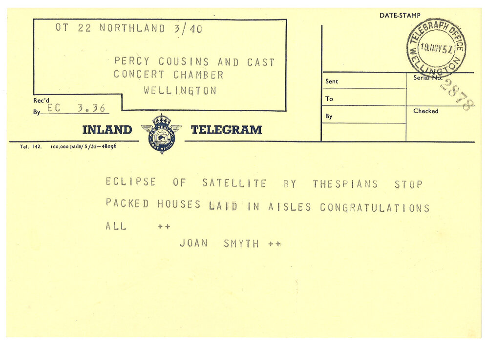 Telegrams sent to Thespians in 1957