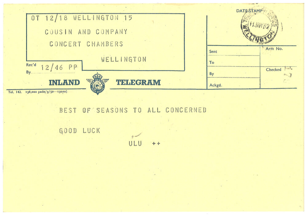 Telegrams sent to Thespians in 1952