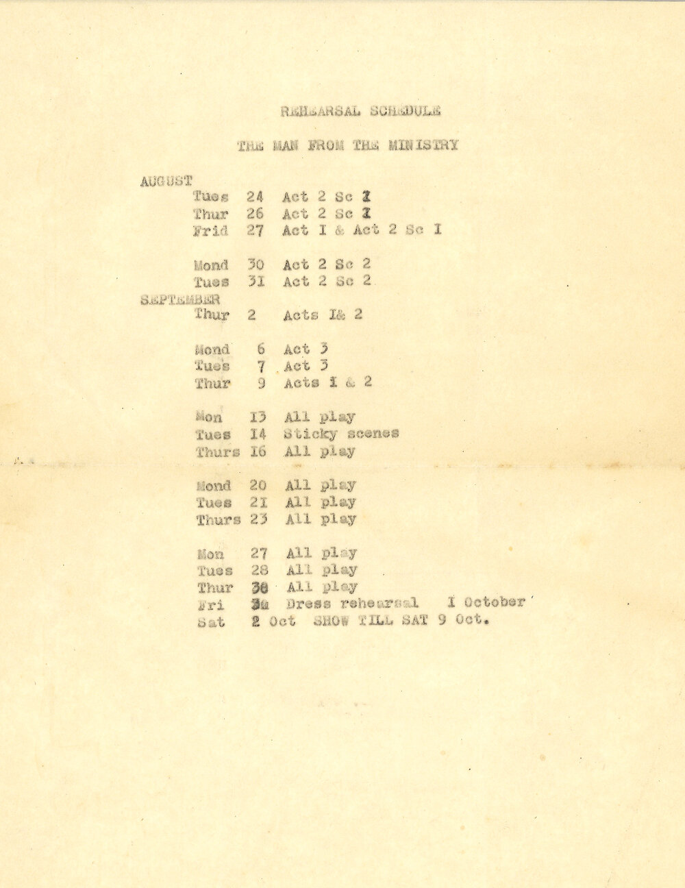 Wellington Repertory Theatre: Notices to members, 1940s