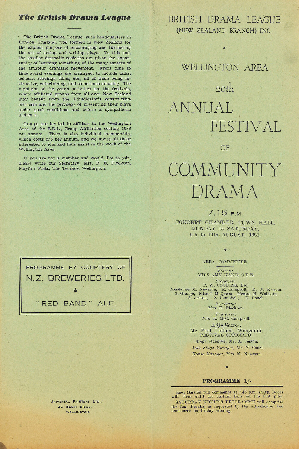 Wellington Area 20th Annual Festival of Community Drama (1951)