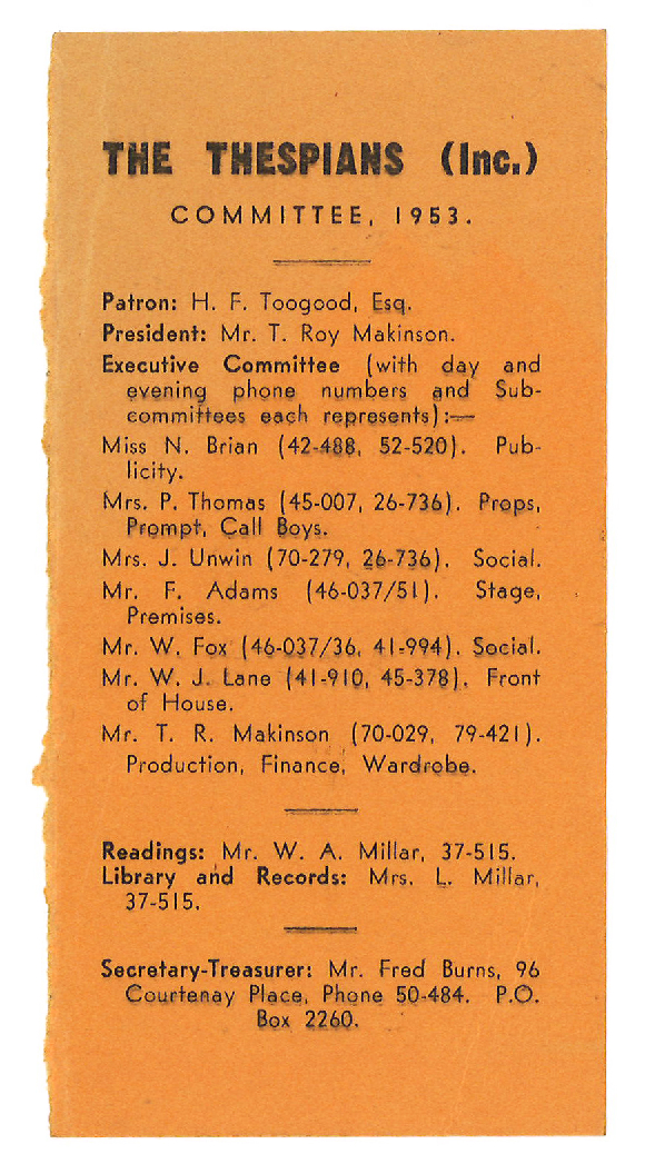 Thespians Committee 1953