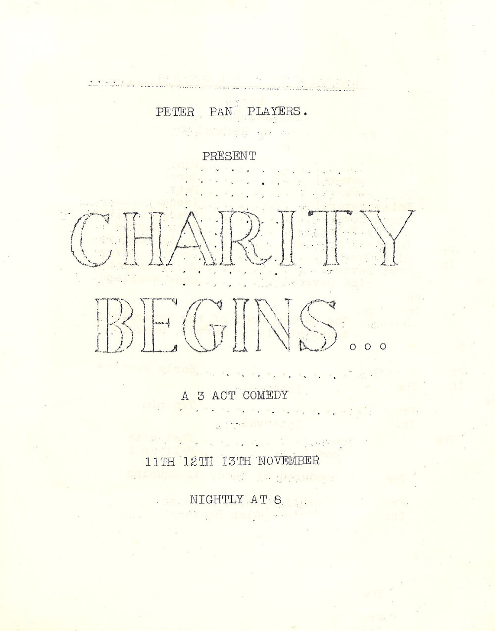 Peter Pan Players: "Charity Begins..."