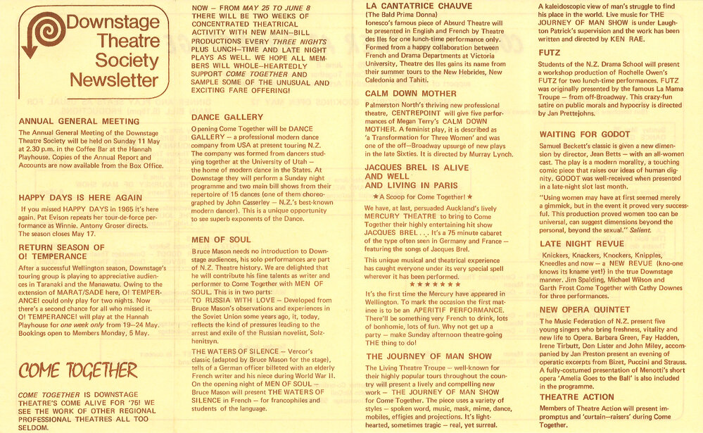 Downstage Theatre Society Newsletter