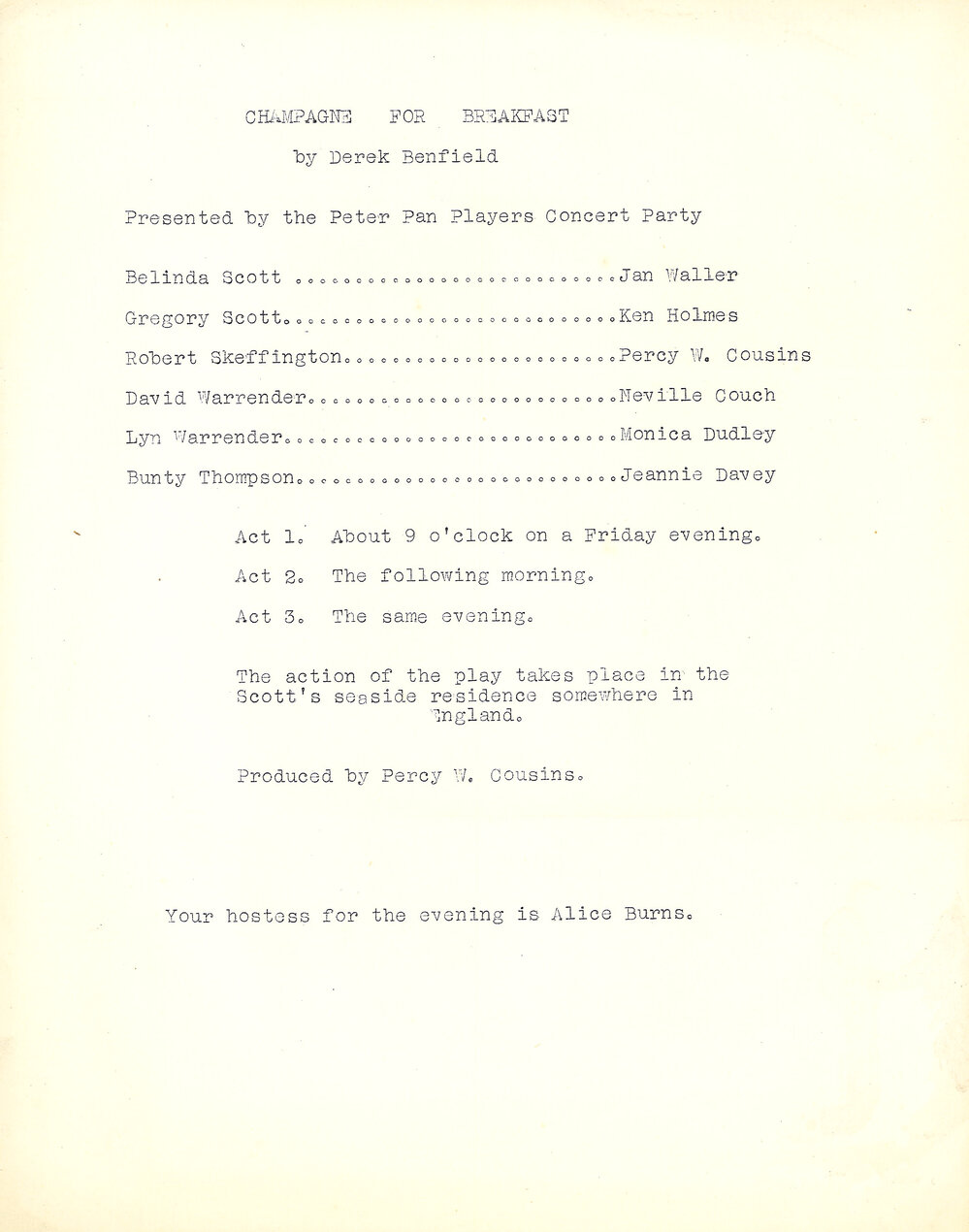 Peter Pan Players: "Champagne for Breakfast"