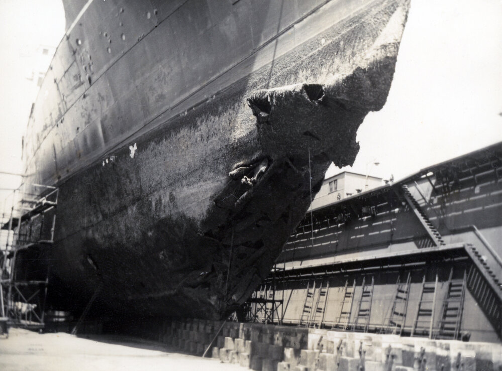 Damage to the hull of the Wanganella